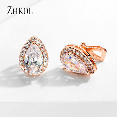 ZAKOL 7mm Cubic Zirconia Piercing Cercei Clip pentru Femei Moda Cristal CZ Manșete Urechi Femei Bijuterii Cadou pentru petrecerea de nuntă