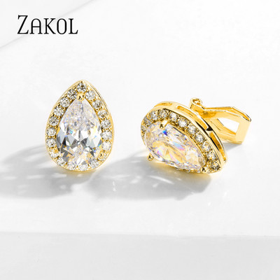 ZAKOL 7mm Cubic Zirconia Piercing Cercei Clip pentru Femei Moda Cristal CZ Manșete Urechi Femei Bijuterii Cadou pentru petrecerea de nuntă