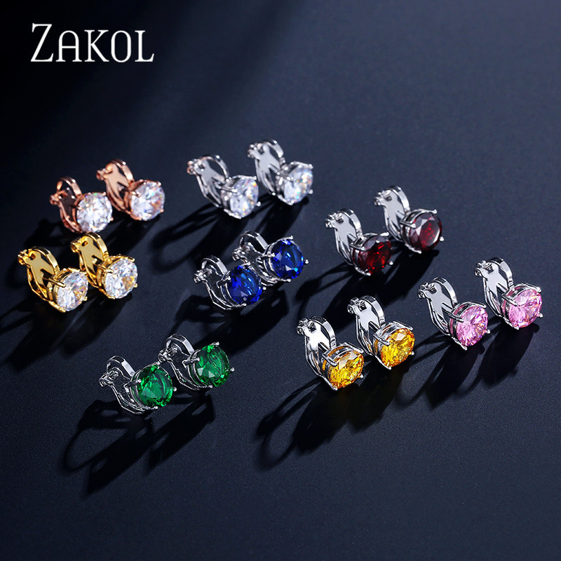 ZAKOL 7mm Cubic Zirconia Piercing Cercei Clip pentru Femei Moda Cristal CZ Manșete Urechi Femei Bijuterii Cadou pentru petrecerea de nuntă