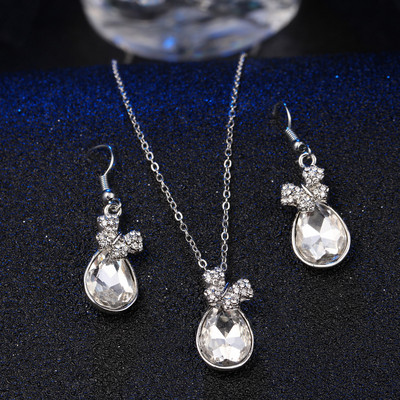 Pandantive și colier de culoare aurie Cercei tip piatră naturală albastră Zirconiu cubic Cristal Seturi romantice de bijuterii de mireasă