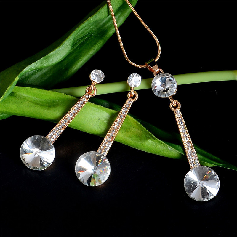 Pandantive și colier de culoare aurie Cercei tip piatră naturală albastră Zirconiu cubic Cristal Seturi romantice de bijuterii de mireasă