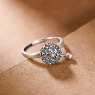 YIZIZAI ezüst színű buddhista gyűrű nőknek tibeti imakerék gyűrű OM mantra 7 csakra gyűrű, szerencse, női gyűrű