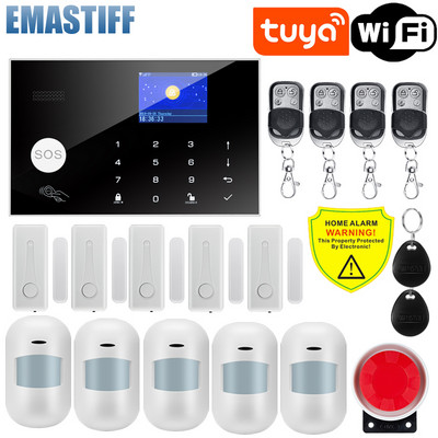 Sistemul de alarmă de securitate Tuya Smart WIFI GSM funcționează cu Alexa Home Detector de mișcare antiefracție Fum Ușă Fereastra Senzor Cameră IP