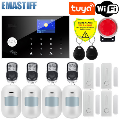 Sistemul de alarmă de securitate Tuya Smart WIFI GSM funcționează cu Alexa Home Detector de mișcare antiefracție Fum Ușă Fereastra Senzor Cameră IP