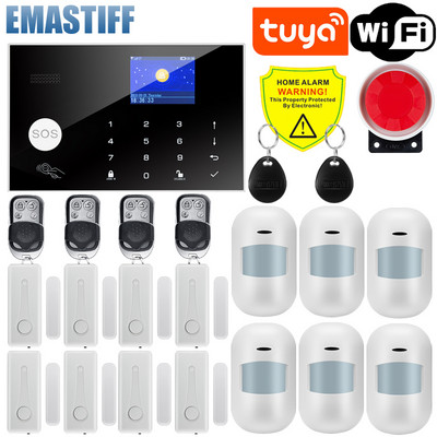 Sistemul de alarmă de securitate Tuya Smart WIFI GSM funcționează cu Alexa Home Detector de mișcare antiefracție Fum Ușă Fereastra Senzor Cameră IP
