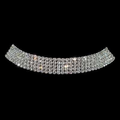 Strălucitor de culoare argintiu cristal guler lanț choker colier mireasa femei petrecere de nuntă diamant stras choker bijuterii cadouri