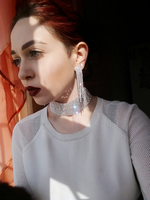 Strălucitor de culoare argintiu cristal guler lanț choker colier mireasa femei petrecere de nuntă diamant stras choker bijuterii cadouri