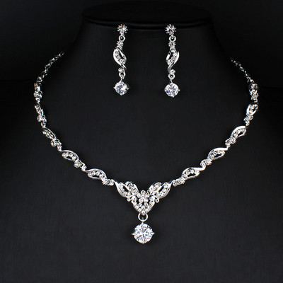 jiayijiaduo Klasszikus női esküvői ékszer szett arany ezüst színű finom nyaklánc fülbevaló kiegészítő ajándék dropshipping 2019 új