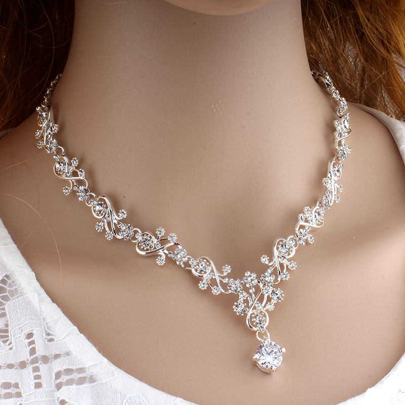 jiayijiaduo Klasszikus női esküvői ékszer szett arany ezüst színű finom nyaklánc fülbevaló kiegészítő ajándék dropshipping 2019 új