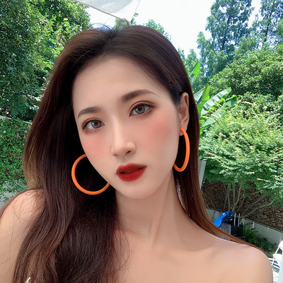 Nagy, sima kör női karika fülbevaló túlzott fülhurok Macaron színű Egyszerű party kerek hurkos fülbevaló ékszer nagykereskedés