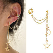 Új Hiphop Clip fülbevaló nőknek Star Moon Medálok Fülmandzsetta Punk Personality Arany Szín Bojt fülcsipesz aretes de mujer