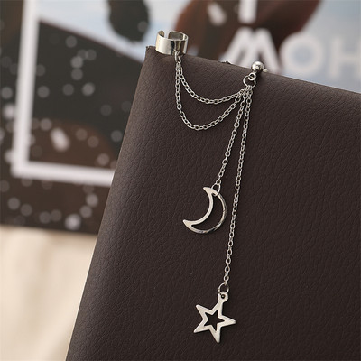 Új Hiphop Clip fülbevaló nőknek Star Moon Medálok Fülmandzsetta Punk Personality Arany Szín Bojt fülcsipesz aretes de mujer