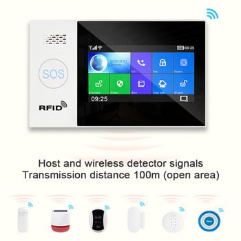 Awaywar Tuya WIFI GSM интелигентна алармена система за домашна сигурност Комплект за кражба сензорен екран, съвместим с Tuya IP Camrea