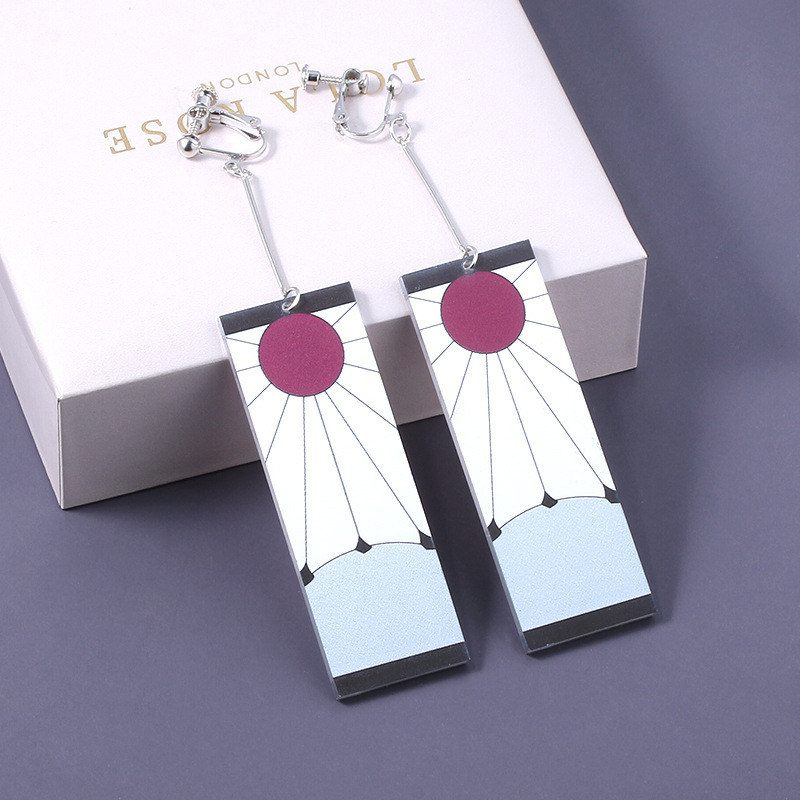 Divat akril Tanjiro fülbevaló Demon Slayer fülbevaló Anime Cosplay kellékek Hanafuda Drop Long Brincos női lányoknak ékszerek