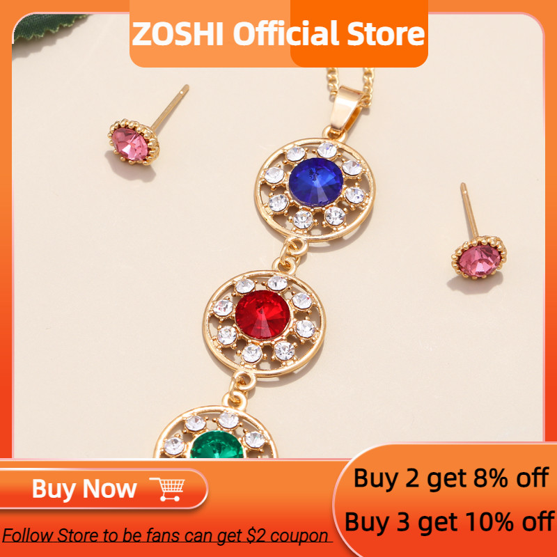 ZOSHI többszínű cirkónia köves ékszerkészletek nőknek női nyaklánc fülbevaló készletek menyasszonyi esküvői ékszer bizsuk