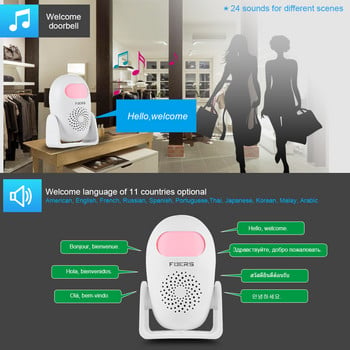 Fuers Home Security Συναγερμός PIR Motion Detector Welcome Ασύρματο σύστημα συναγερμού κουδουνιού πόρτας 11 γλώσσες με τηλεχειριστήριο