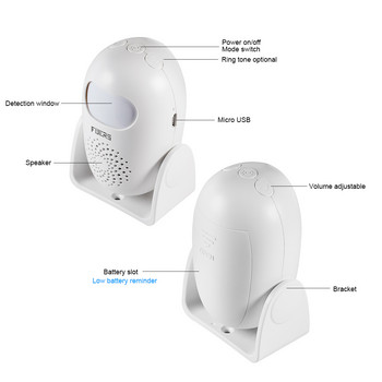 Fuers Home Security Συναγερμός PIR Motion Detector Welcome Ασύρματο σύστημα συναγερμού κουδουνιού πόρτας 11 γλώσσες με τηλεχειριστήριο