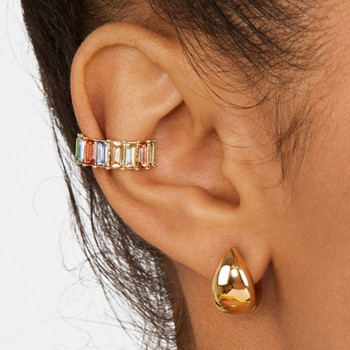 Itenice Crystal Metal Ear Cuff Set за жени Бохо модерен подреждащ се маншет Изявление Rhinestone Clip Обеци Наушници Бижута