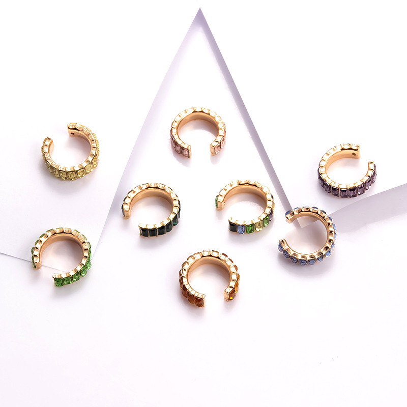 Itenice Set de manșete pentru urechi, din cristal, din metal, pentru femei, la modă, care se stivuiește, cercei cu clemă cu strasuri, bijuterii