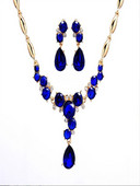 Aranylemezes kristály nyaklánc fülbevaló ékszer szett Minőségi ötvözetből készült ékszer kiegészítők női