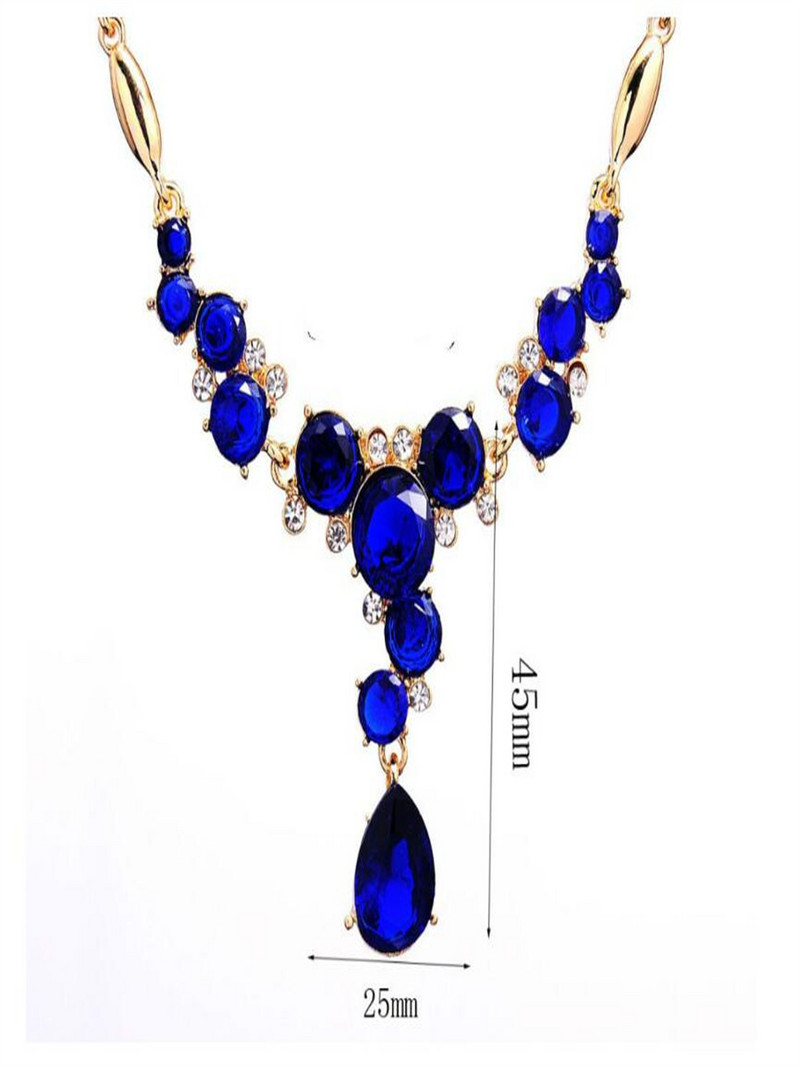 Aranylemezes kristály nyaklánc fülbevaló ékszer szett Minőségi ötvözetből készült ékszer kiegészítők női