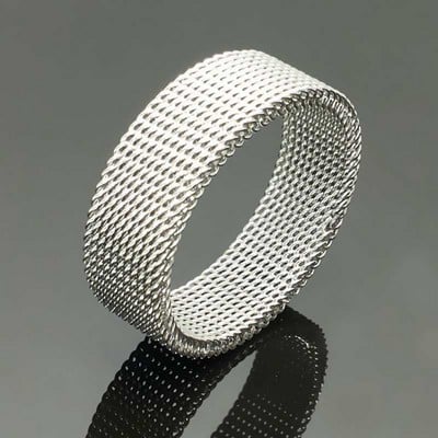 Inel cu bandă din plasă din oțel inoxidabil modern pentru bijuterii pentru bărbați și femei, curea din plasă, inel cu ochiuri din plasă Anillos Mujer Bague Anel Bague Aneis
