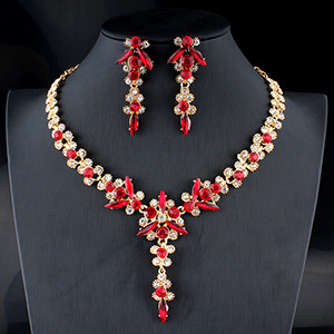 jiayijiaduo 5 culori nou set de bijuterii de nunta de cristal femei colier de culoare aurie set de cercei lungi accesorii rochii domnisoara de onoare