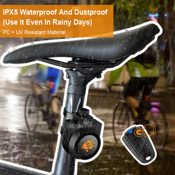 Συναγερμός ποδηλάτου WSDCAM Συναγερμός Πίσω φως Αδιάβροχο Τηλεχειριστήριο φόρτισης USB 110 dB Προστασία ασφαλείας για λάμπα ποδηλάτου