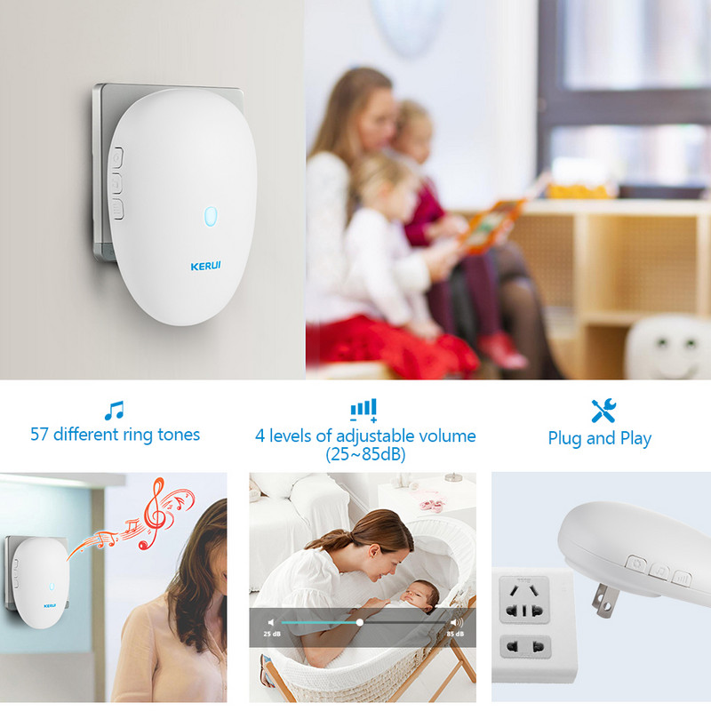 KERUI Príjazdové alarmové systémy Inteligentný dom Vodotesný snímač pohybu Vitajte Zvonček do auta Garáž Bezpečnostné signálne zariadenie pre dom