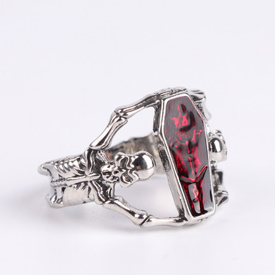 Punk vintage ékszerek ezüst színű rozsdamentes acél vámpír koporsó férfi gyűrű parti bűbáj Kiegészítők Menő fiú ajándék