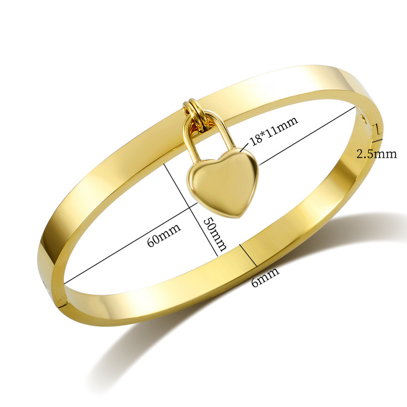 JINHUI Love Heart ékszer szett rozsdamentes acél zár szív báj karkötő női arany színű medál fülbevaló ujjgyűrű