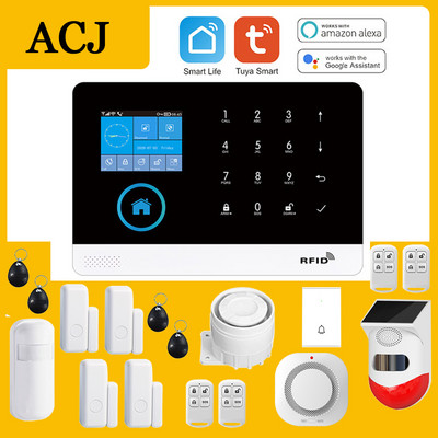 ACJ PG103 WiFi signalizācijas sistēma mājas ielaušanās drošībai Tuya Smart House App Control 433MHz GSM bezvadu ar kustības sensora kameru