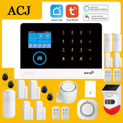 ACJ PG103 WiFi signalizācijas sistēma mājas ielaušanās drošībai Tuya Smart House App Control 433MHz GSM bezvadu ar kustības sensora kameru