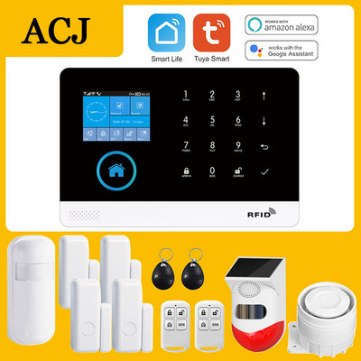 ACJ PG103 WiFi signalizācijas sistēma mājas ielaušanās drošībai Tuya Smart House App Control 433MHz GSM bezvadu ar kustības sensora kameru