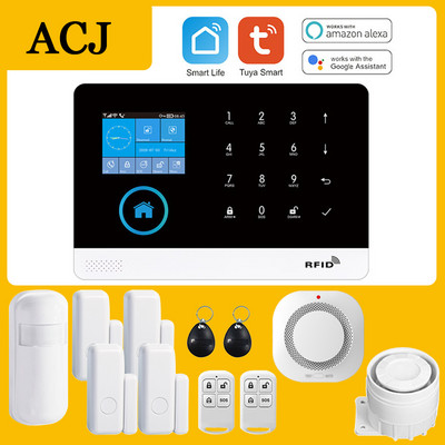 ACJ PG103 WiFi signalizācijas sistēma mājas ielaušanās drošībai Tuya Smart House App Control 433MHz GSM bezvadu ar kustības sensora kameru