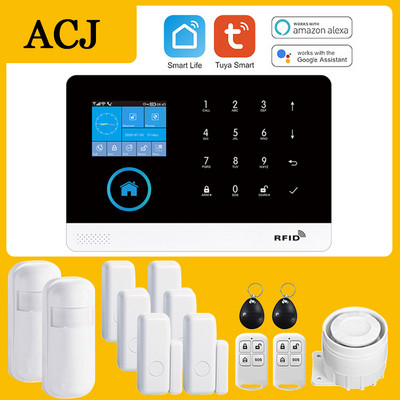 ACJ PG103 WiFi signalizācijas sistēma mājas ielaušanās drošībai Tuya Smart House App Control 433MHz GSM bezvadu ar kustības sensora kameru