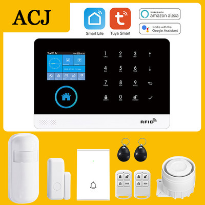 ACJ PG103 WiFi signalizācijas sistēma mājas ielaušanās drošībai Tuya Smart House App Control 433MHz GSM bezvadu ar kustības sensora kameru