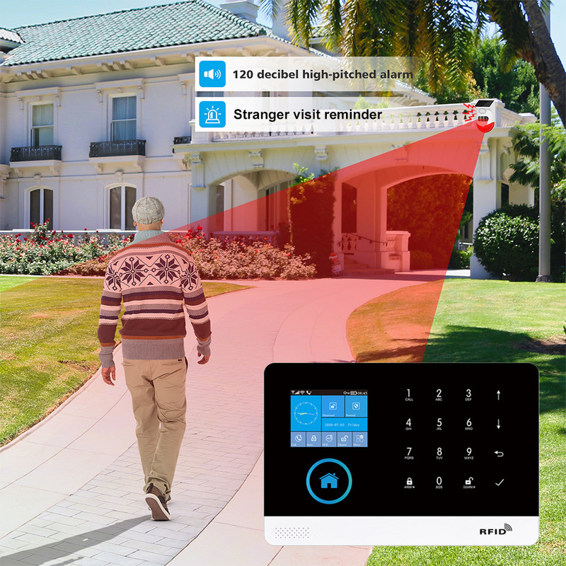 Sistem de alarmă WiFi ACJ PG103 pentru securitatea casei antiefracție Tuya Smart House App Control 433MHz GSM fără fir cu cameră cu senzor de mișcare