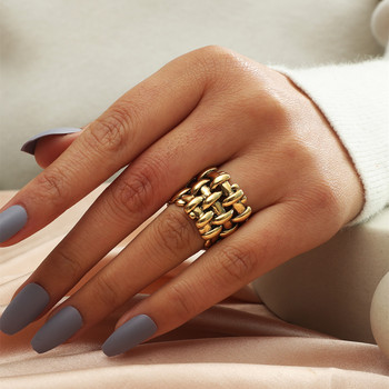 Моден 18KGP моден изтъкан пръстен в стил кръст