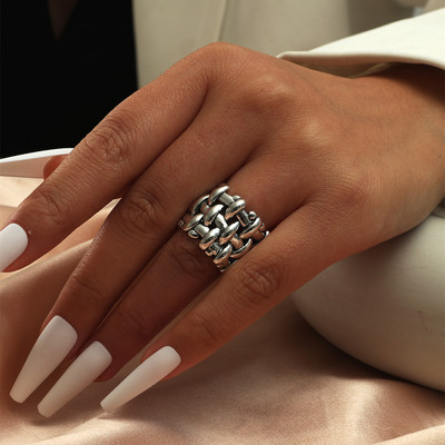 Μόδα 18KGP Δαχτυλίδι με υφαντό σταυρό