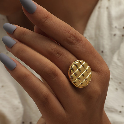 Μόδα 18KGP Δαχτυλίδι με υφαντό σταυρό