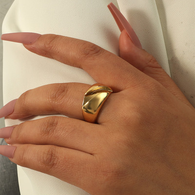 Μόδα 18KGP Δαχτυλίδι με υφαντό σταυρό