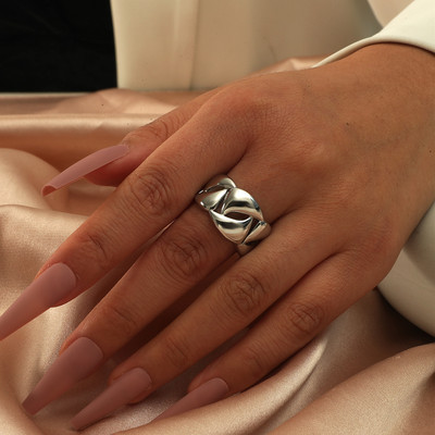 Μόδα 18KGP Δαχτυλίδι με υφαντό σταυρό