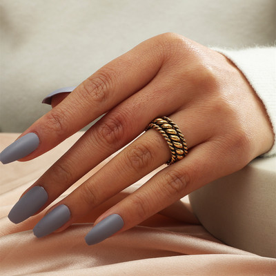 Μόδα 18KGP Δαχτυλίδι με υφαντό σταυρό