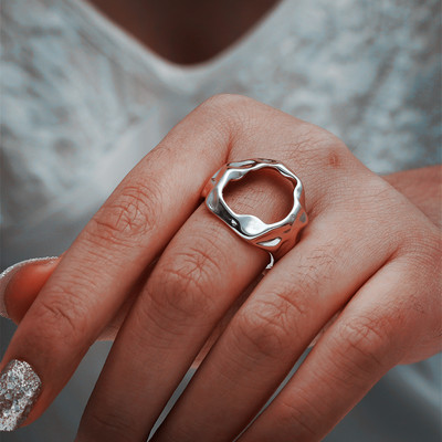 Μόδα 18KGP Δαχτυλίδι με υφαντό σταυρό