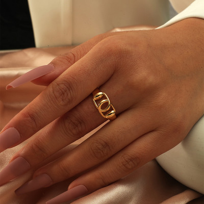 Μόδα 18KGP Δαχτυλίδι με υφαντό σταυρό