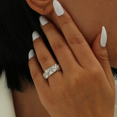 Μόδα 18KGP Δαχτυλίδι με υφαντό σταυρό