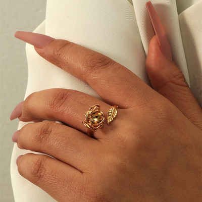 Μόδα 18KGP Δαχτυλίδι με υφαντό σταυρό