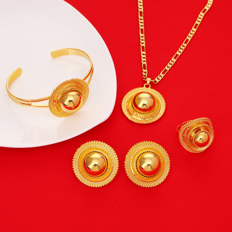 Etióp esküvői arany színű etnikai habesha hagyományos fesztivál afrikai női ékszerkészletek