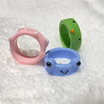 2db Aranyos mosolygós békagyűrű gyanta gyűrű nőknek lányoknak egyszerű állati esztétikus ékszerek baráti gyűrűk nagyszerű parti utazási ajándék